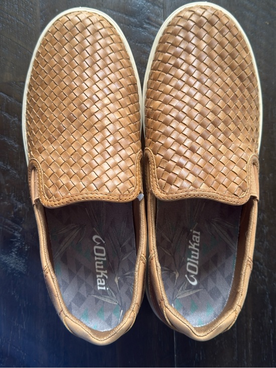 OluKai Laeʻahi Lauhala Woven Slip-On Sneakers Men’s Size 8 Fox Brown main image 4